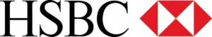 Logotipo de HSBC con las letras en negro en tipografía serif y un símbolo geométrico rojo formado por triángulos blancos que crean un hexágono estilizado, opiniones hsbc continental europe s