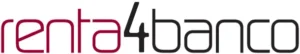 Logotipo horizontal con la palabra "renta" en color granate, el número 4 en gris oscuro y "banco" en negro, todo en tipografía moderna y limpia, opiniones renta 4 banco s